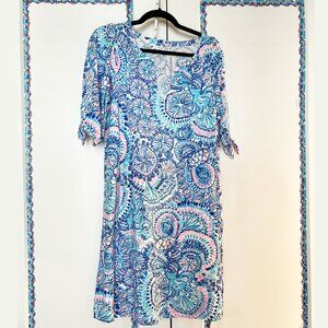 LILLY Pulitzer EASLEY Cotton Dress Blue Grotto Commotion in the Ocean